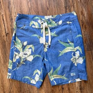Tommy Bahama Board Shorts Mens 32 Medium Blue Floral Tropical Relax Swim Trunks